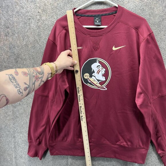 Florida State Seminoles Sweatshirt Mens Large Maroon NCAA Football Nike Dri Fit - Picture 8 of 11